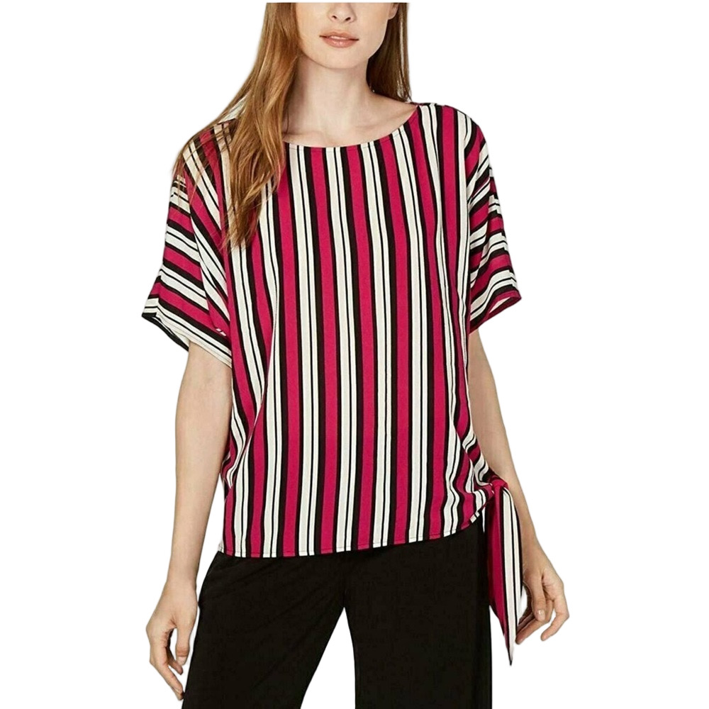 Michael Michael kors striped side tie hem short sleeve top size M GUC…
